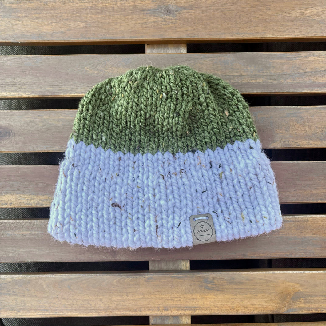 Speckled Green and White Double Brim Toque