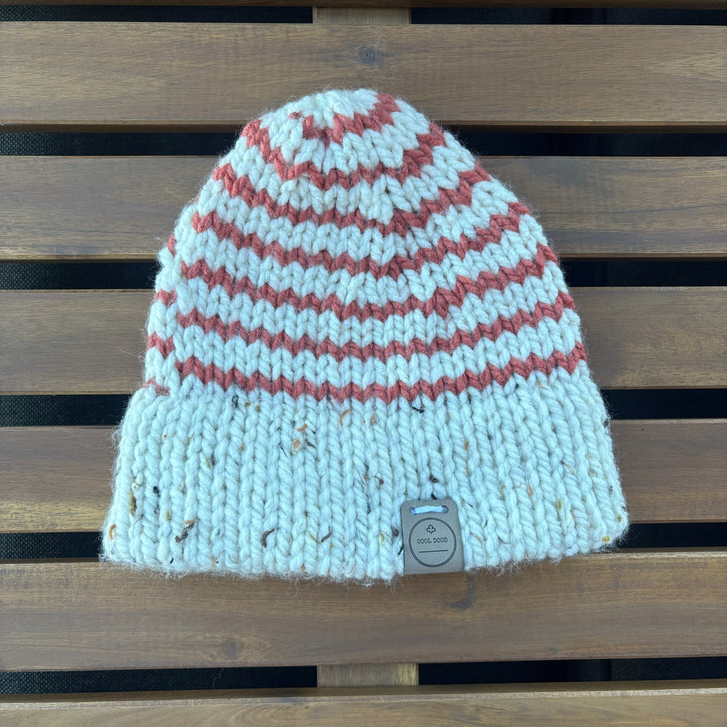 Burnt Orange Striped Double Brim Toque