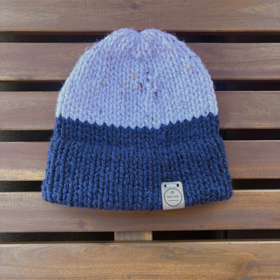 Blue and White Double Brim Toque