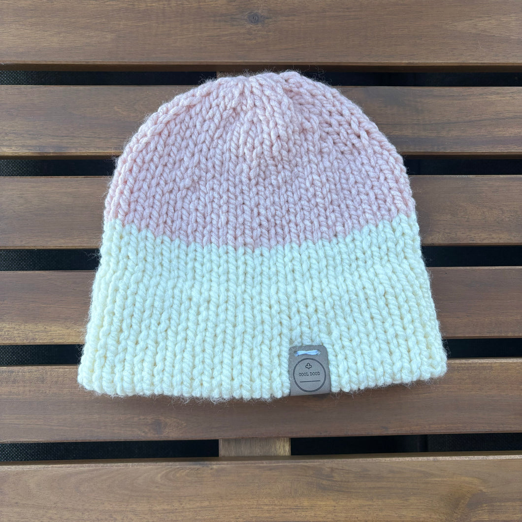 Pink and Cream Double Brim Toque