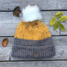 Load image into Gallery viewer, Two Toned Toque - Grey and Yellow
