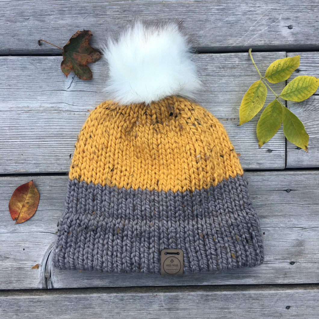 Two Toned Toque - Grey and Yellow