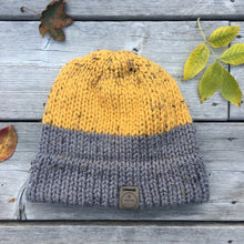 Load image into Gallery viewer, Two Toned Toque - Grey and Yellow
